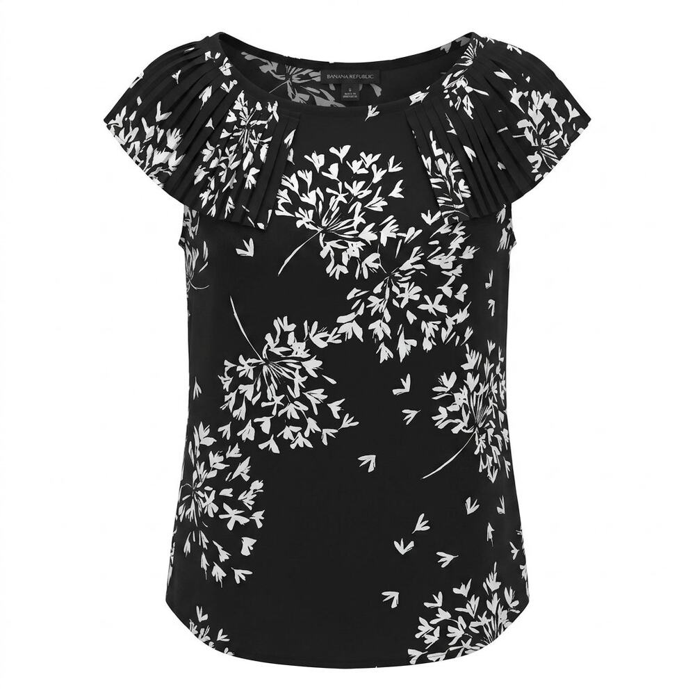 Banana Republic Dandelion Floral Ruffle Cap Sleeve Blouse Women Size S